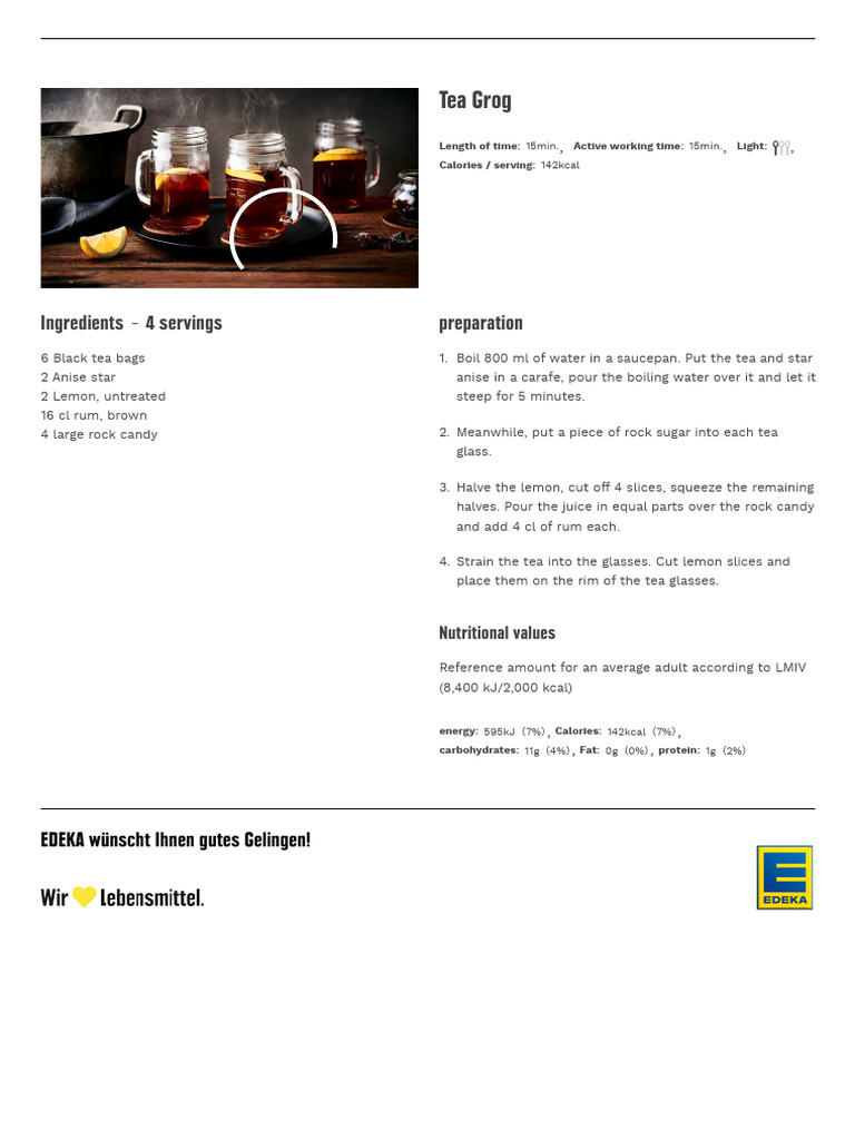 Grog Tea Recipe and Nutritional Info | PDF