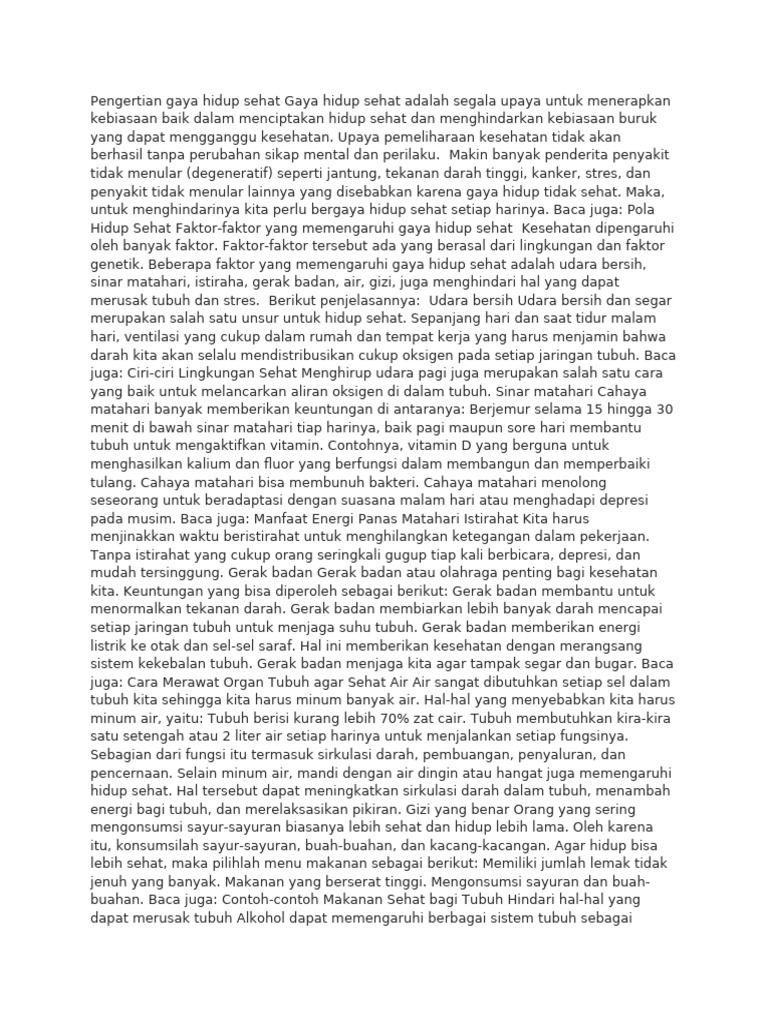 Pengertian Gaya Hidup Sehat Gaya Hidup Sehat Adalah Segala Upaya Untuk ...