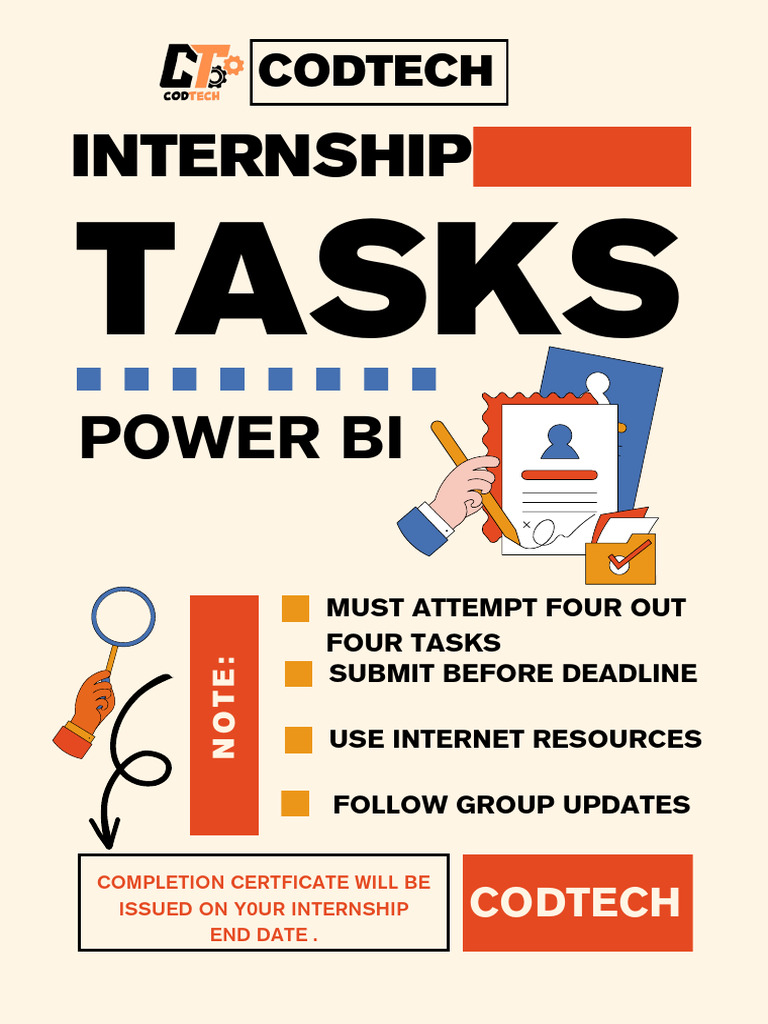 Power BI Internship Tasks Overview | PDF