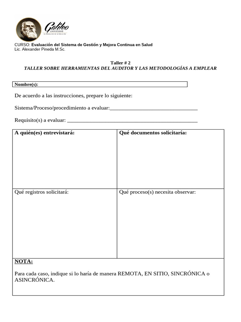 2 Taller Sobre Herramientas Del Auditor Pdf