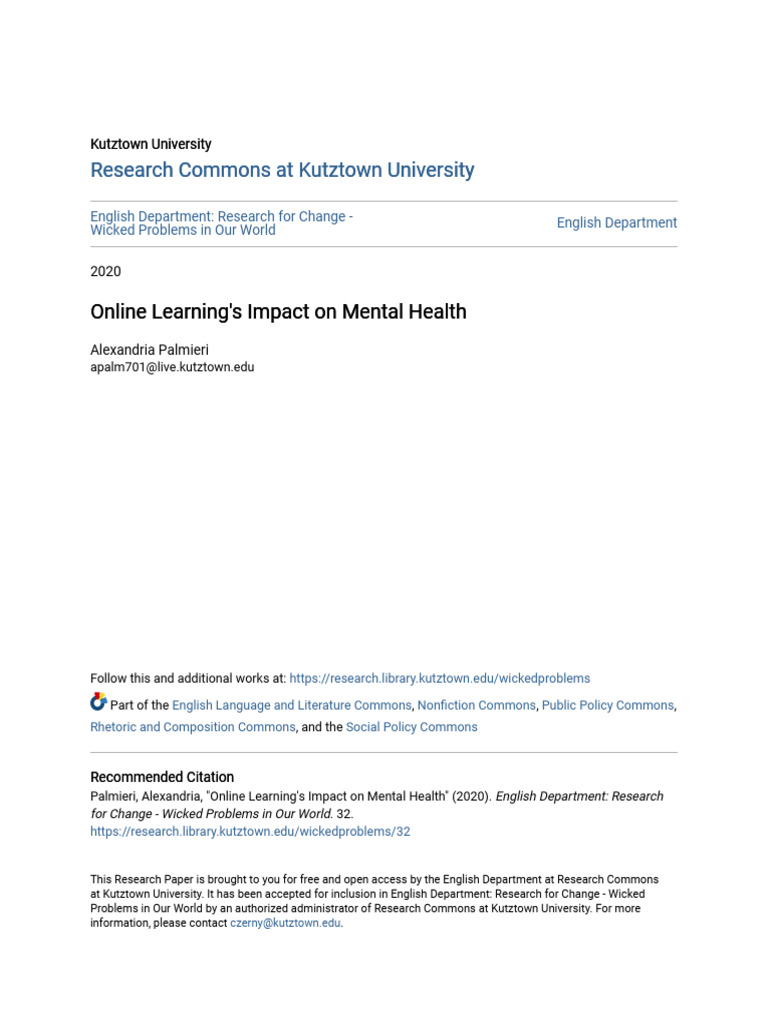 Online Learning and Mental Health Effects | PDF | Educational ...