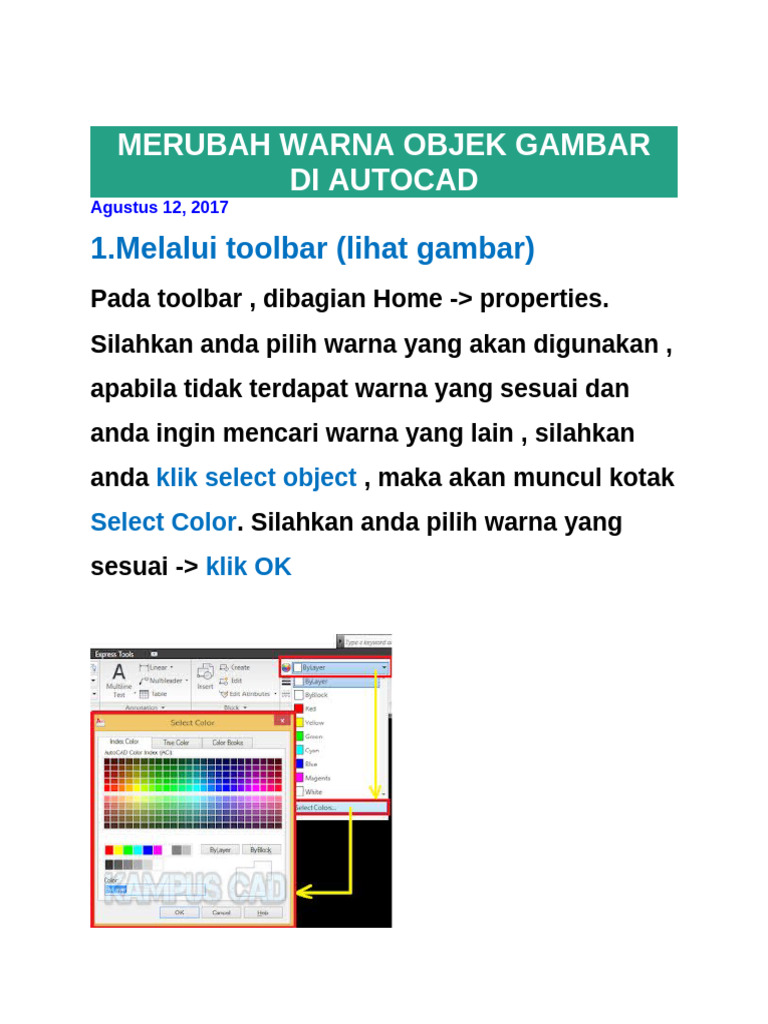 Cara Memberi Warna di AutoCAD | PDF