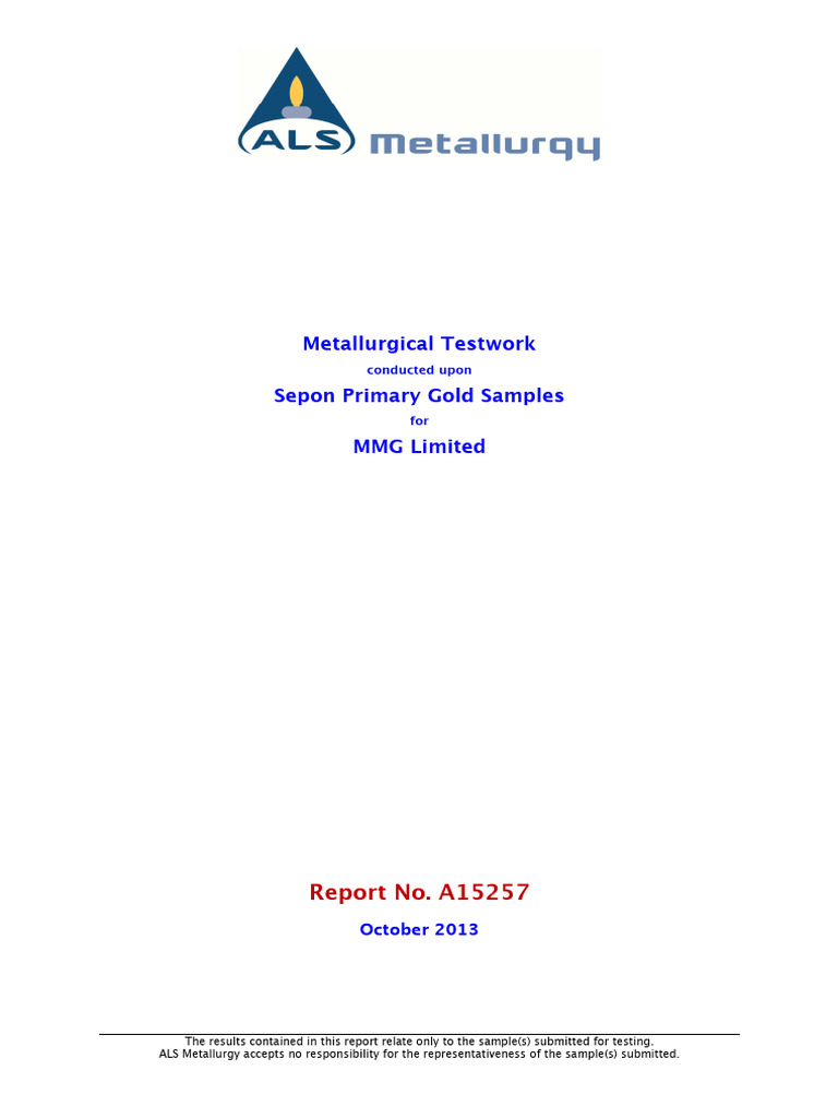 Sepon Gold Metallurgical Test Report | PDF | Minerals | Materials Science