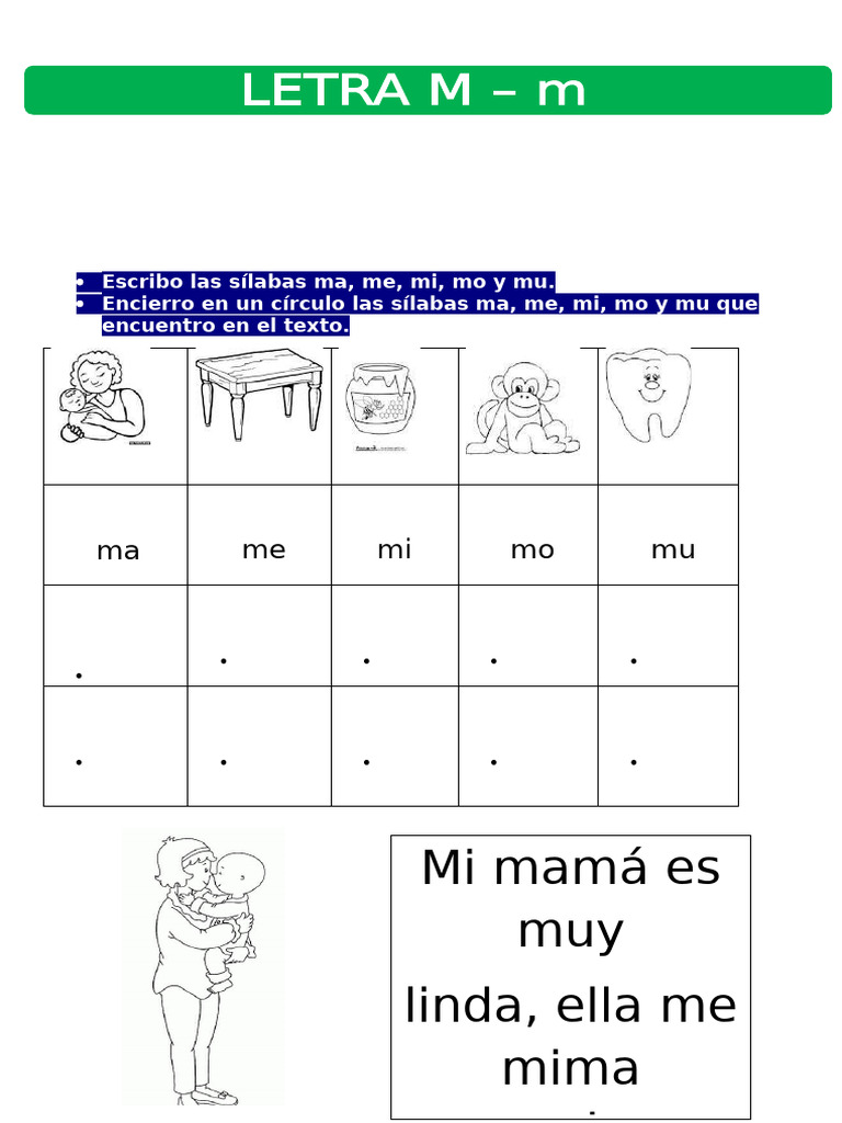 La Letra M para Ninos de Cuatro Anos | PDF