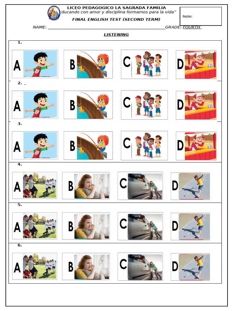 Fourth Grade English Final Test | PDF