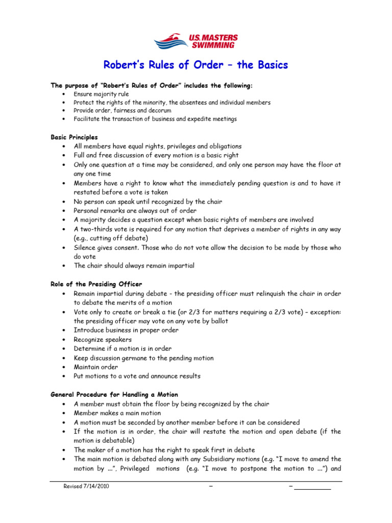 Robertsrules Basics | PDF | Parliamentary Procedure | Group Decision Making