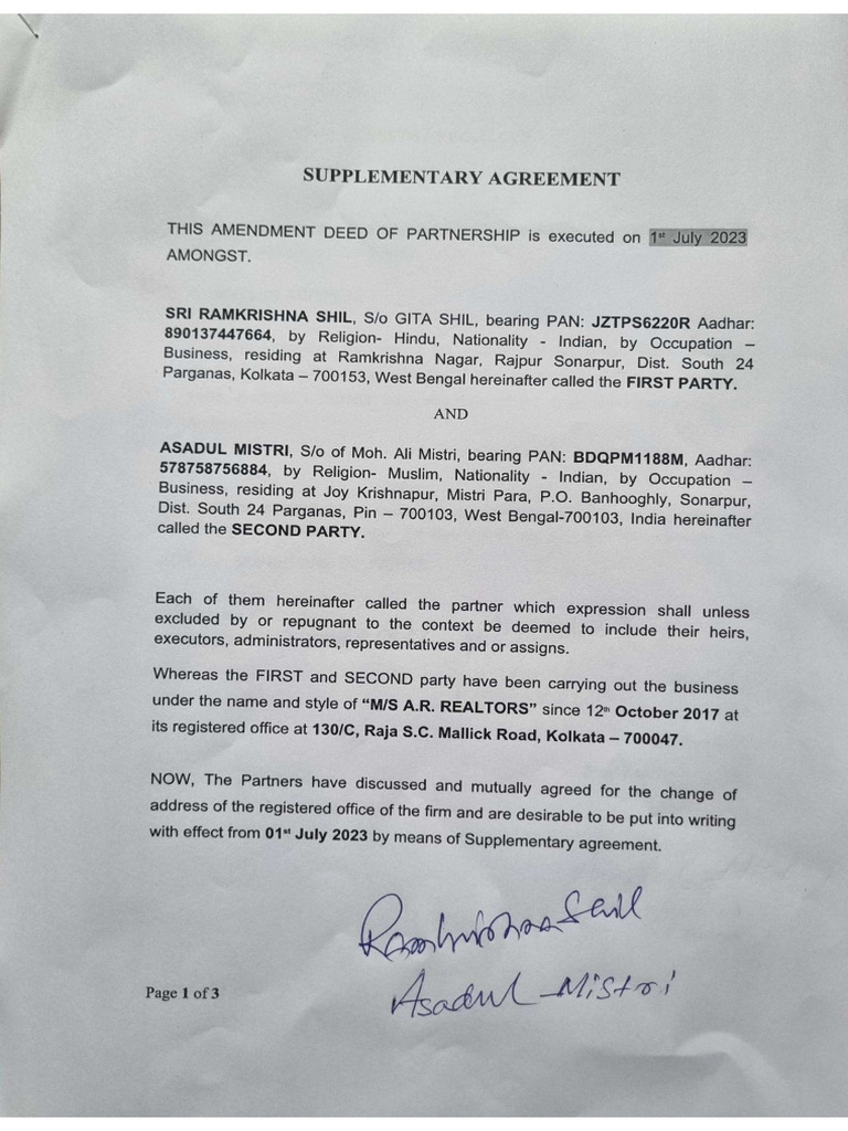 Supplementary Deed | PDF