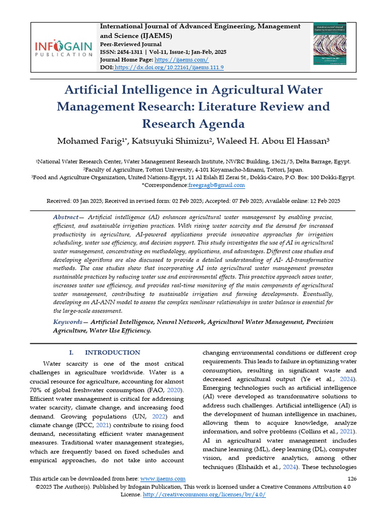AI in Agricultural Water Management | PDF | Artificial Intelligence ...