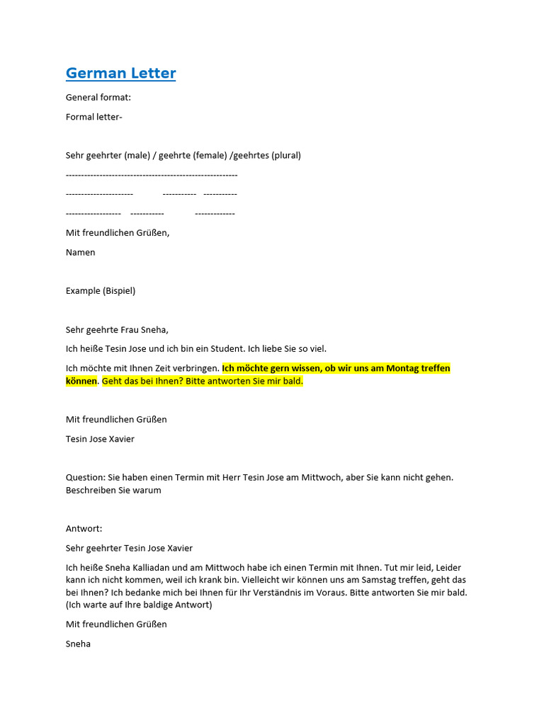 German Letter | PDF