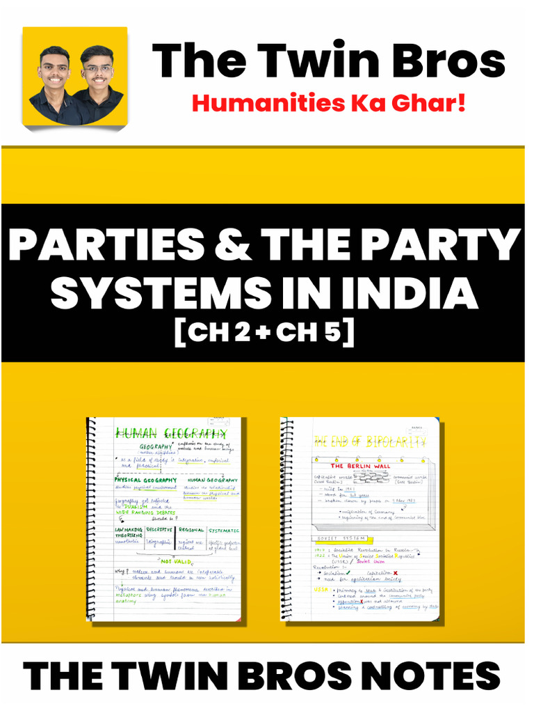 Parties and The Party Systems in India Notes by The Twin Bros | PDF