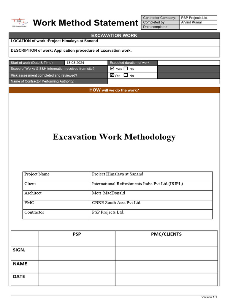Excavation Work Method Statement Guide | PDF | Crane (Machine ...