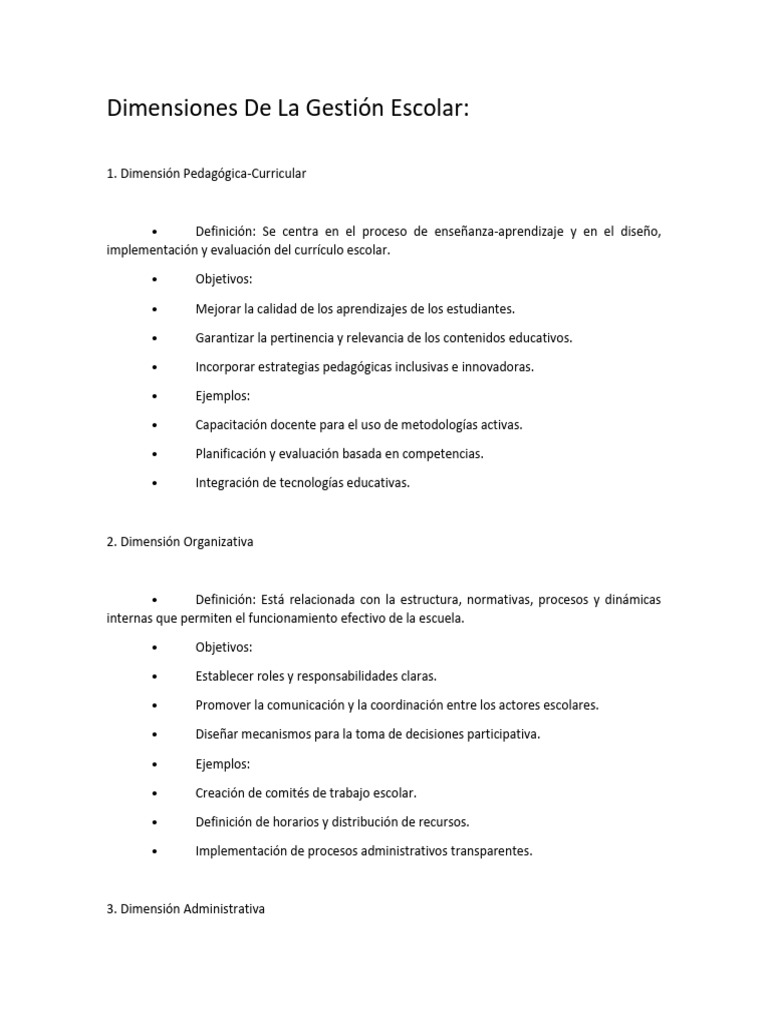 Dimensiones Clave en la Gestión Escolar | PDF | Aprendizaje