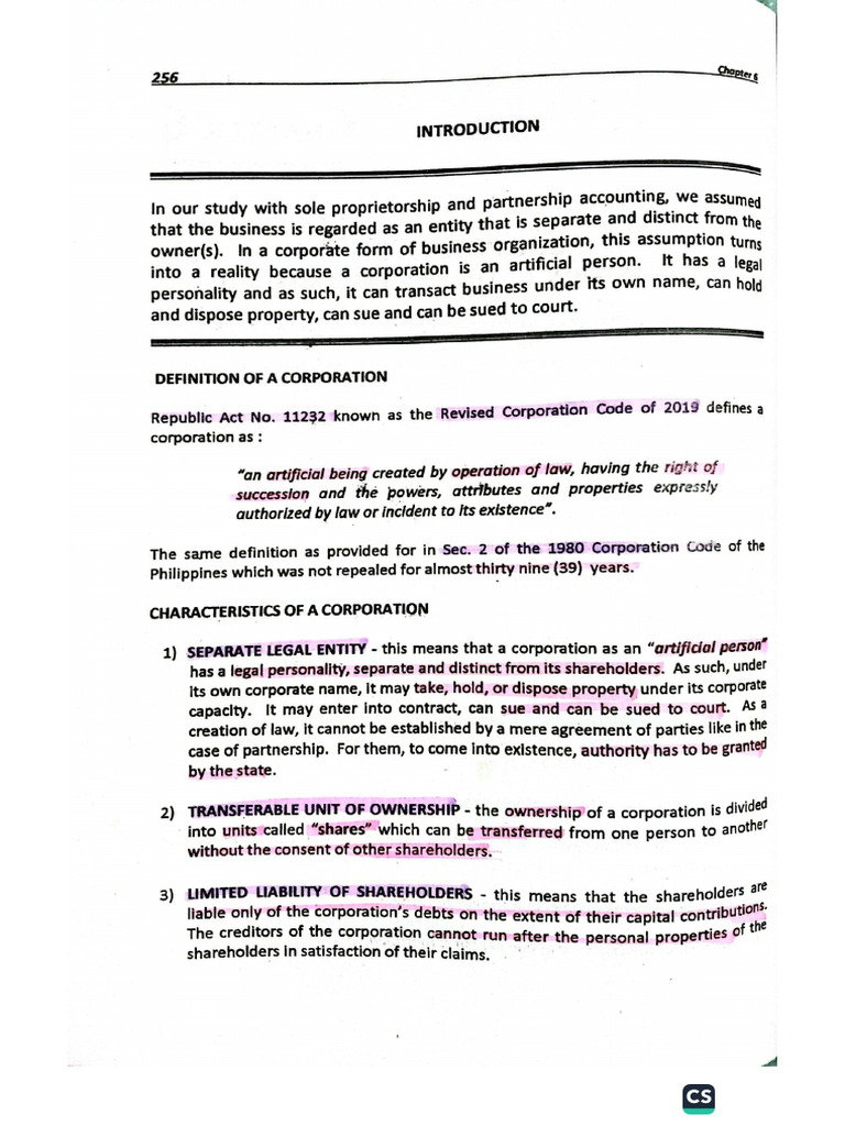 PARCOR LOPEZ CHAP 6 7 Corporation | PDF