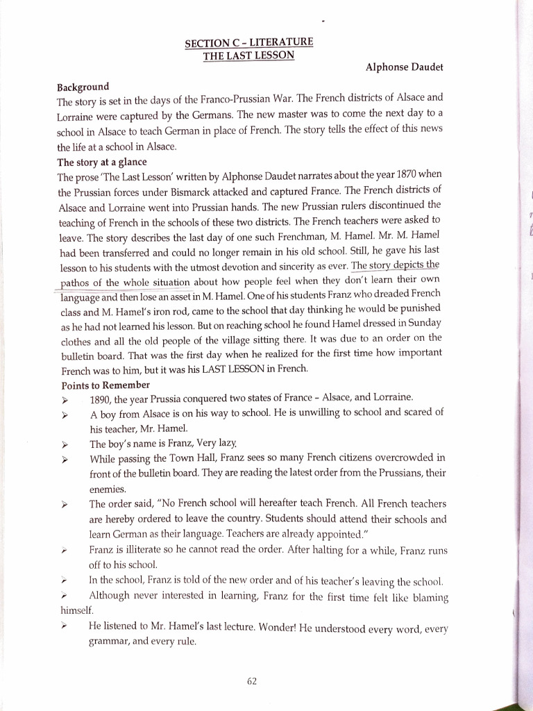 English ch1 Last Lesson | PDF