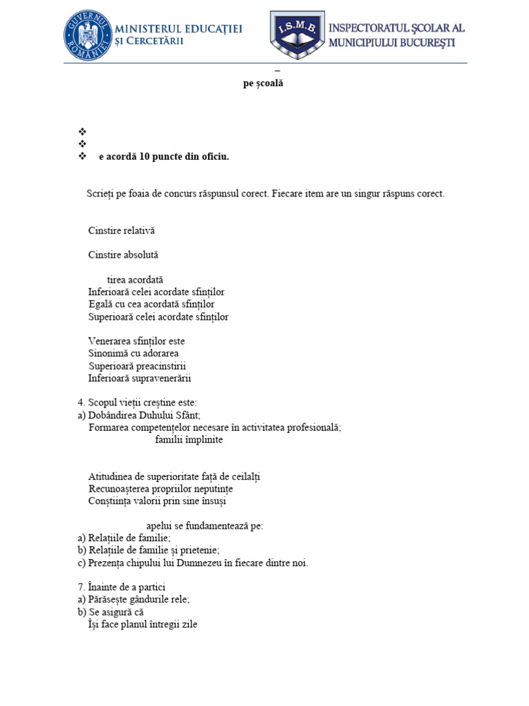 Subiect Si Barem 2025 | PDF