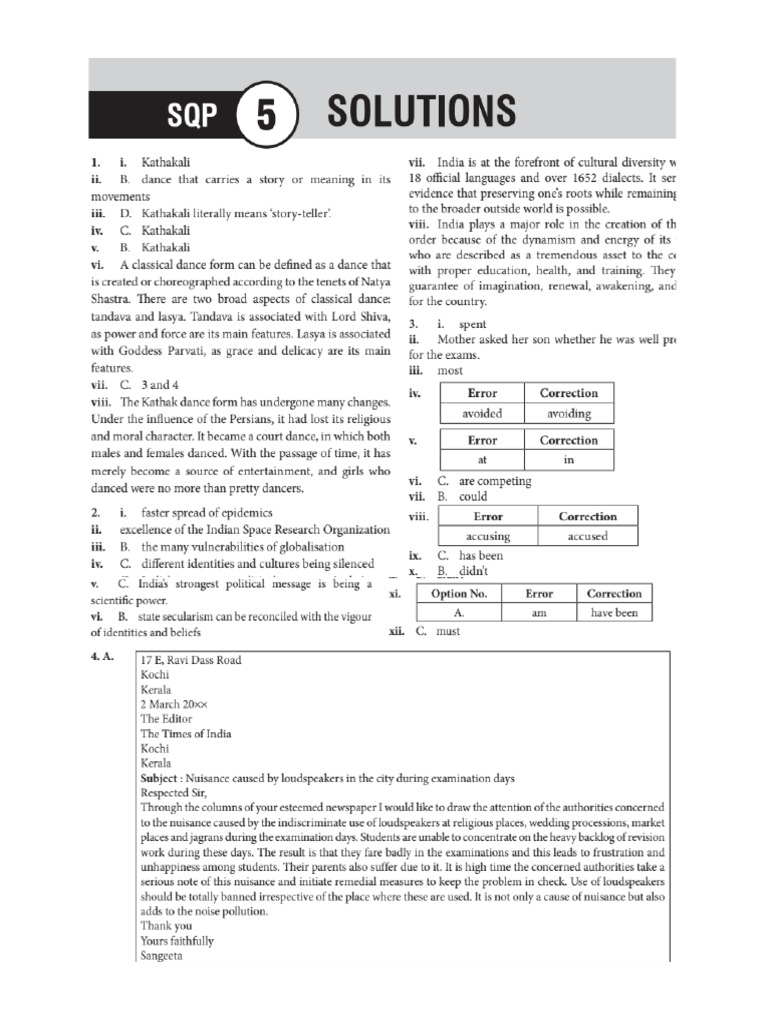 English Class X Sample Paper 15 Answers | PDF