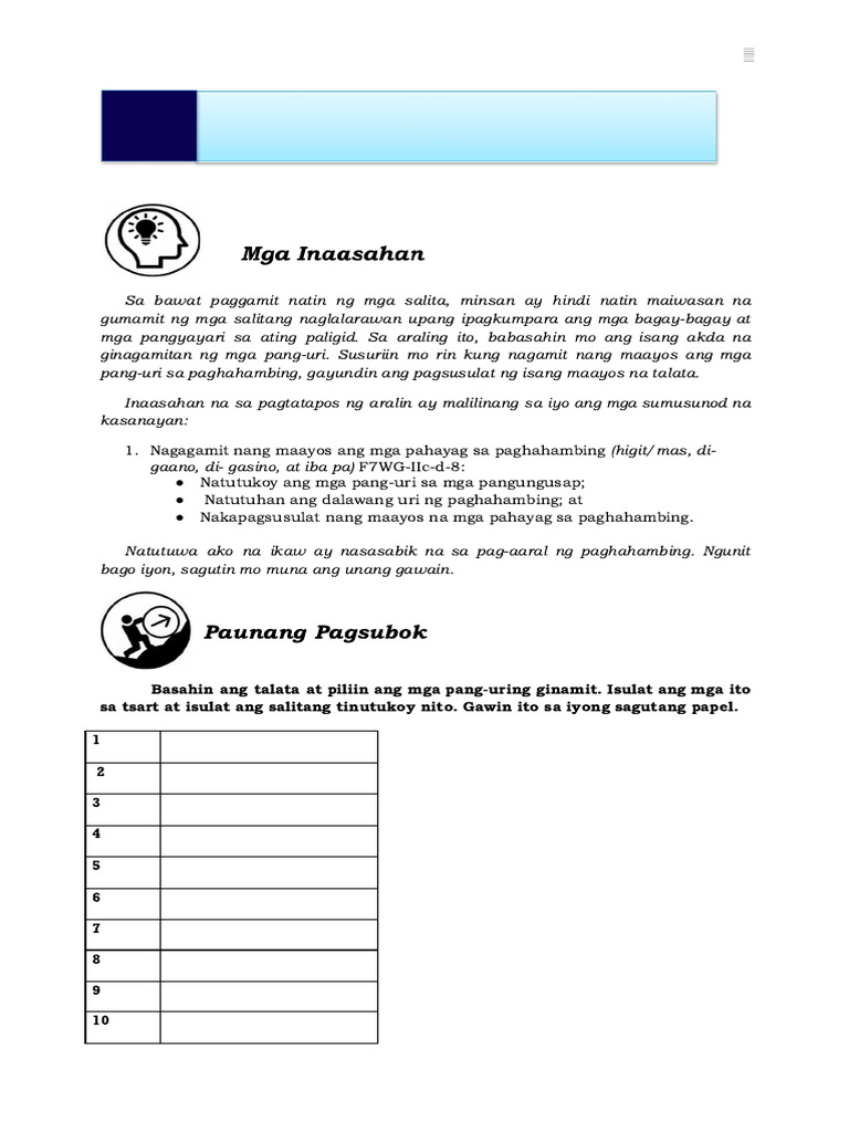 Filipino 7 Q2 Week 4 Validated With Answer Sheet by LSA | PDF