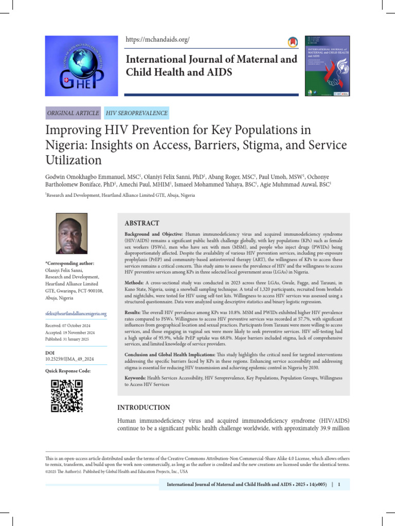 HIV Prevention Barriers in Nigerian Key Populations | PDF | Men Who ...