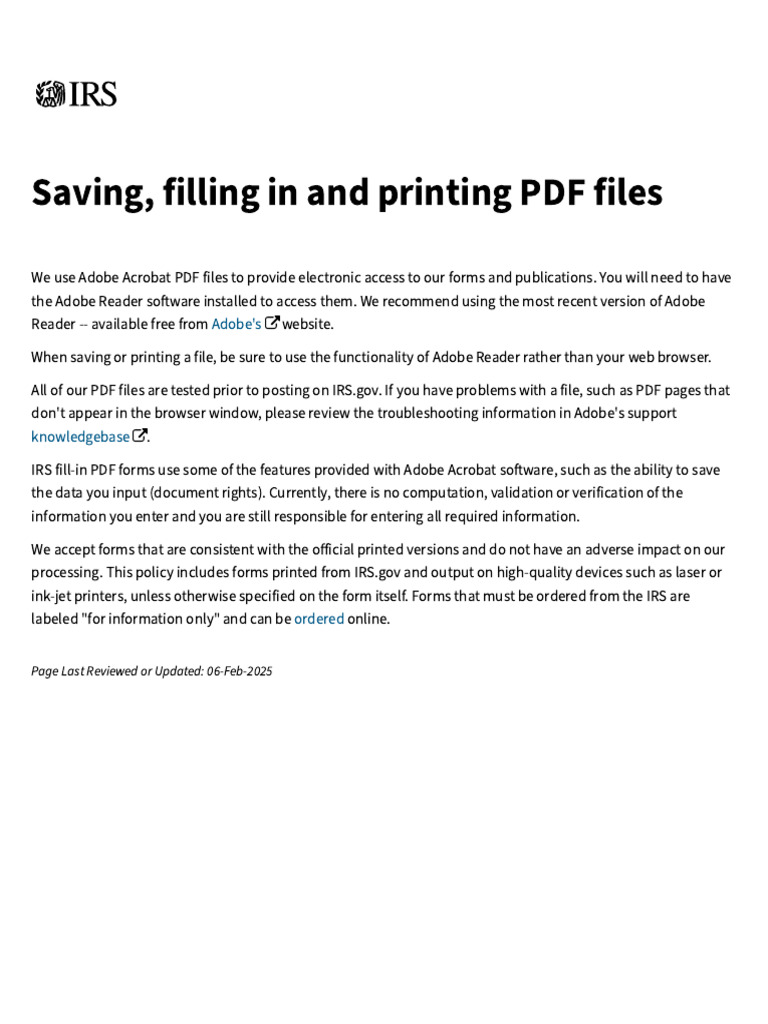 Saving and Printing IRS PDF Forms | PDF