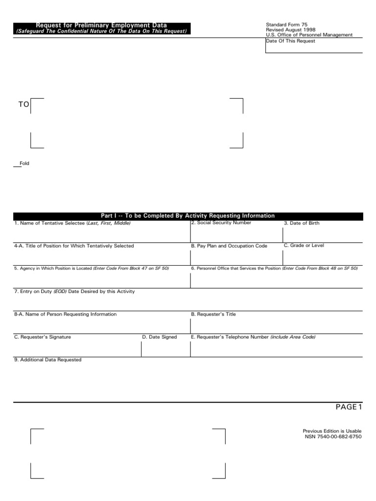 Standard Form 75 Instructions Guide | PDF