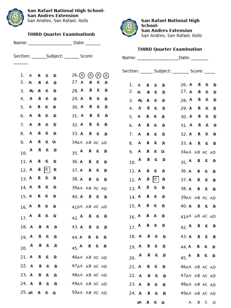 San Rafael High School Exam Document | PDF