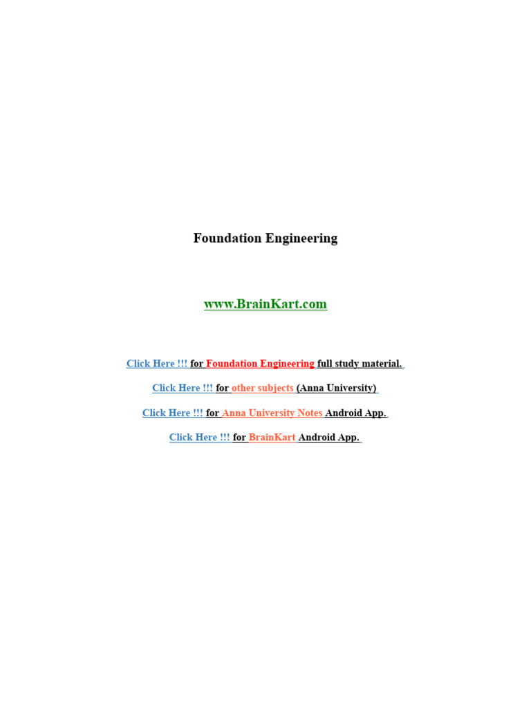 Foundation Engineering Study Guide | PDF | Deep Foundation | Foundation ...