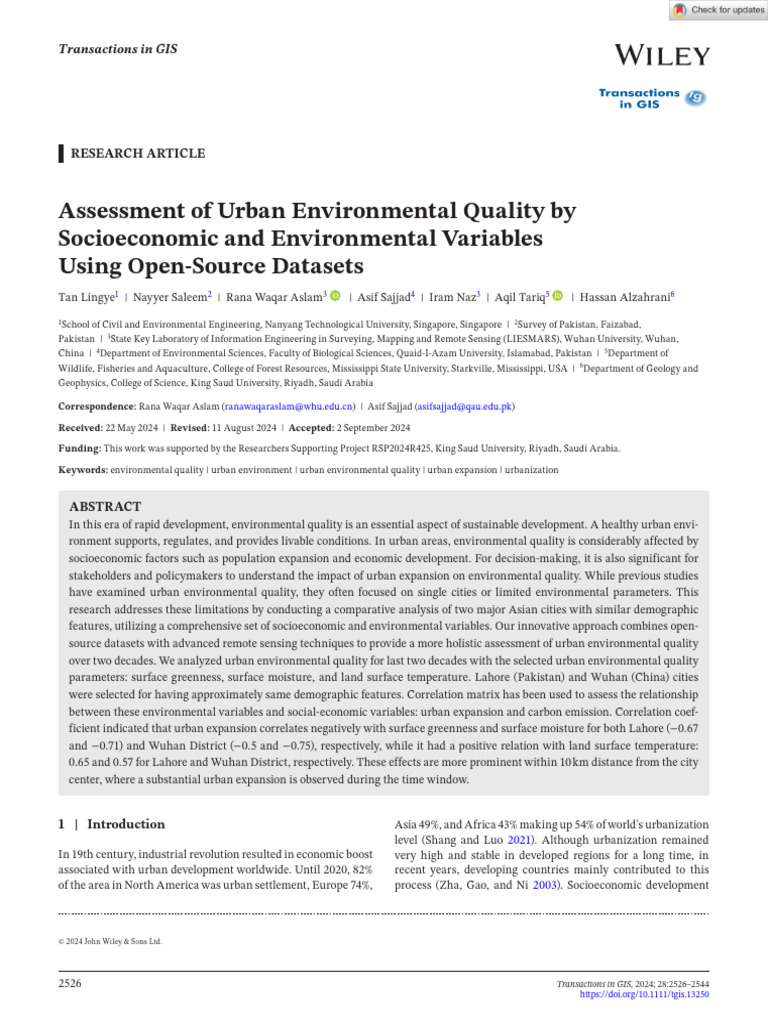 Urban Environmental Quality Assessment | PDF | Natural Environment ...