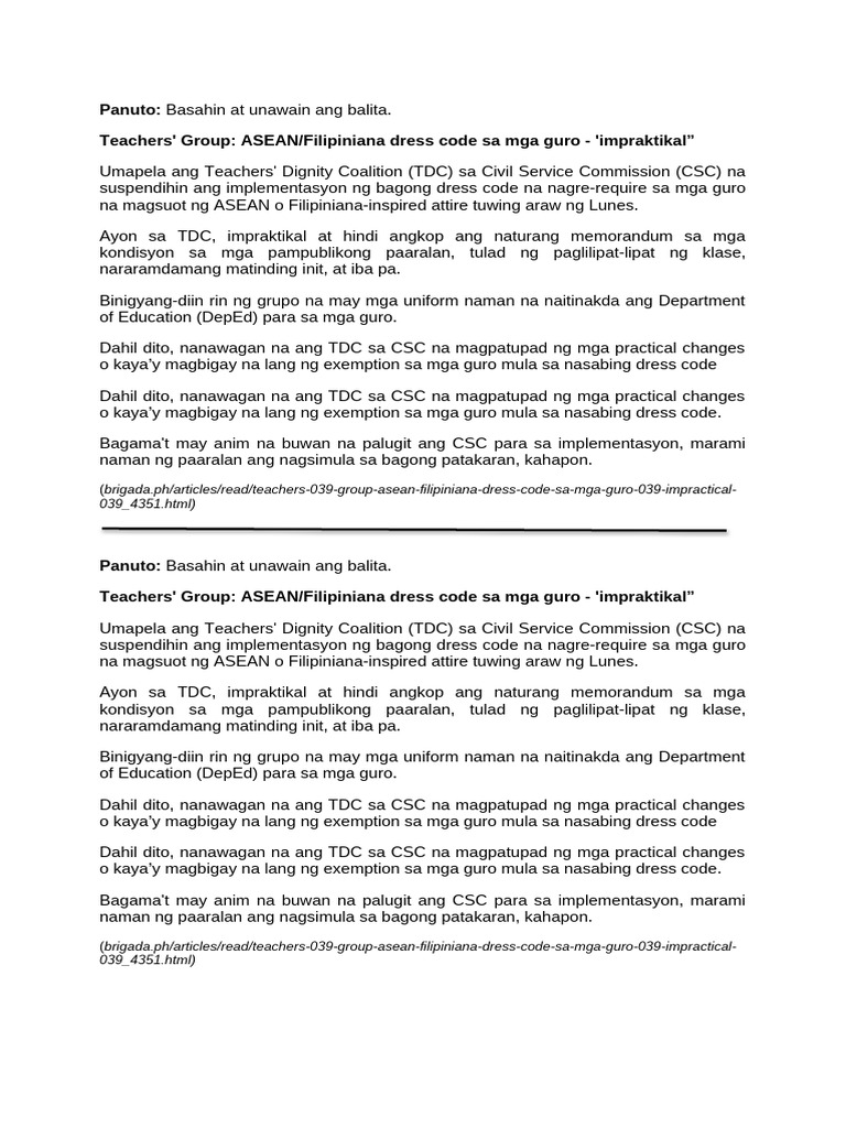 Halimbawa NG Balita | PDF