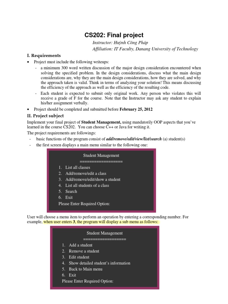Student Management Project Guidelines | PDF