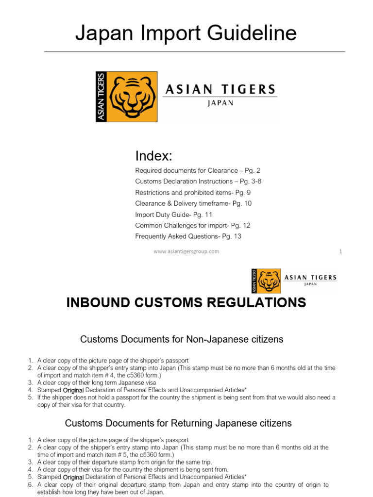 Japan Import Guide-2024 | PDF | Travel Visa | Customs