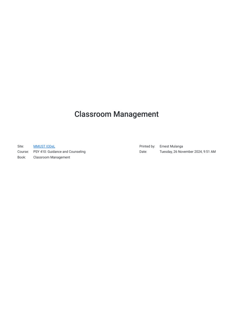 Classroom Management | PDF | Classroom Management | Teachers