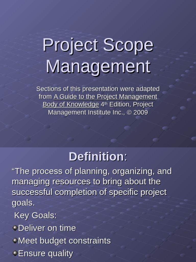 Project Scope Management Overview | PDF | Project Management ...