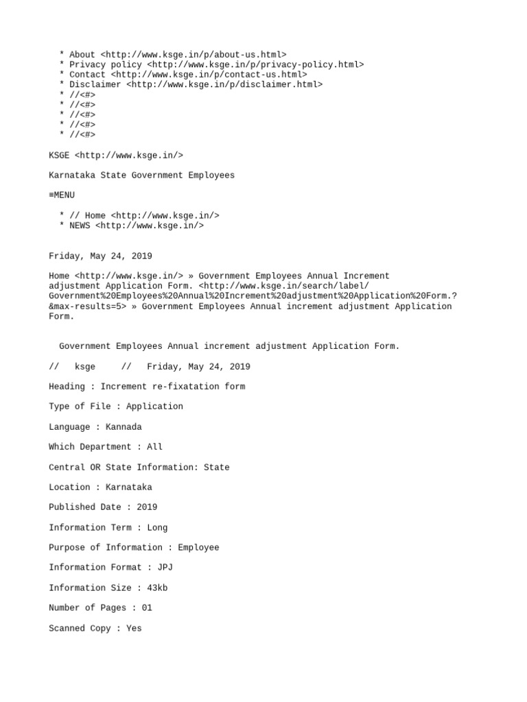 Government Employees Annual Increment Adjustment Application Form ...