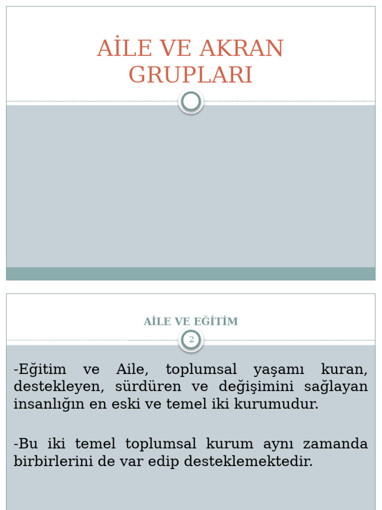 H - Ai̇le Ve Akran Gruplari 8. Konu | PDF