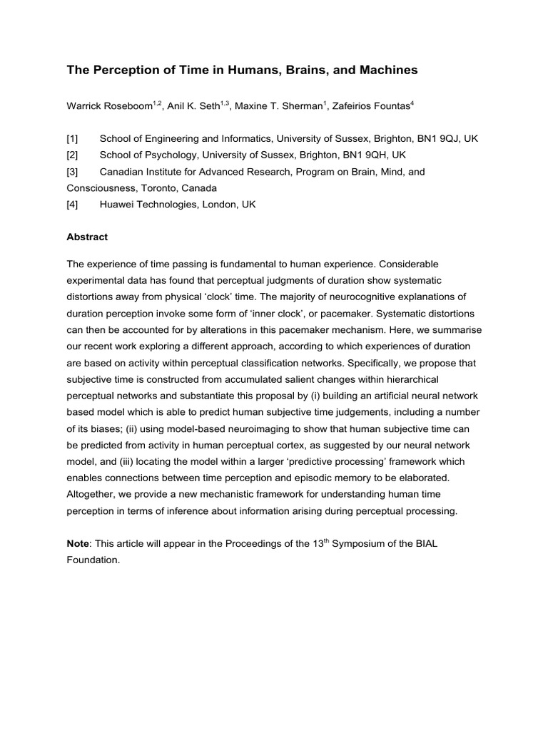 Timeperception BIAL 2022 Submitted | PDF | Perception | Time Perception