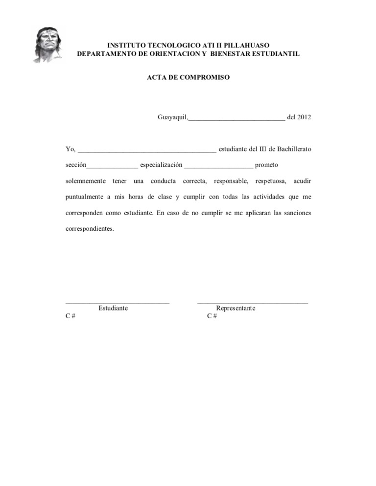 ACTA DE COMPROMISO ESTUDIANTE