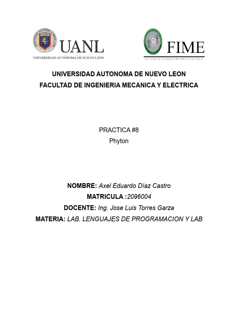 Practica 8 phyton pdf python lenguaje de programaci n lenguaje