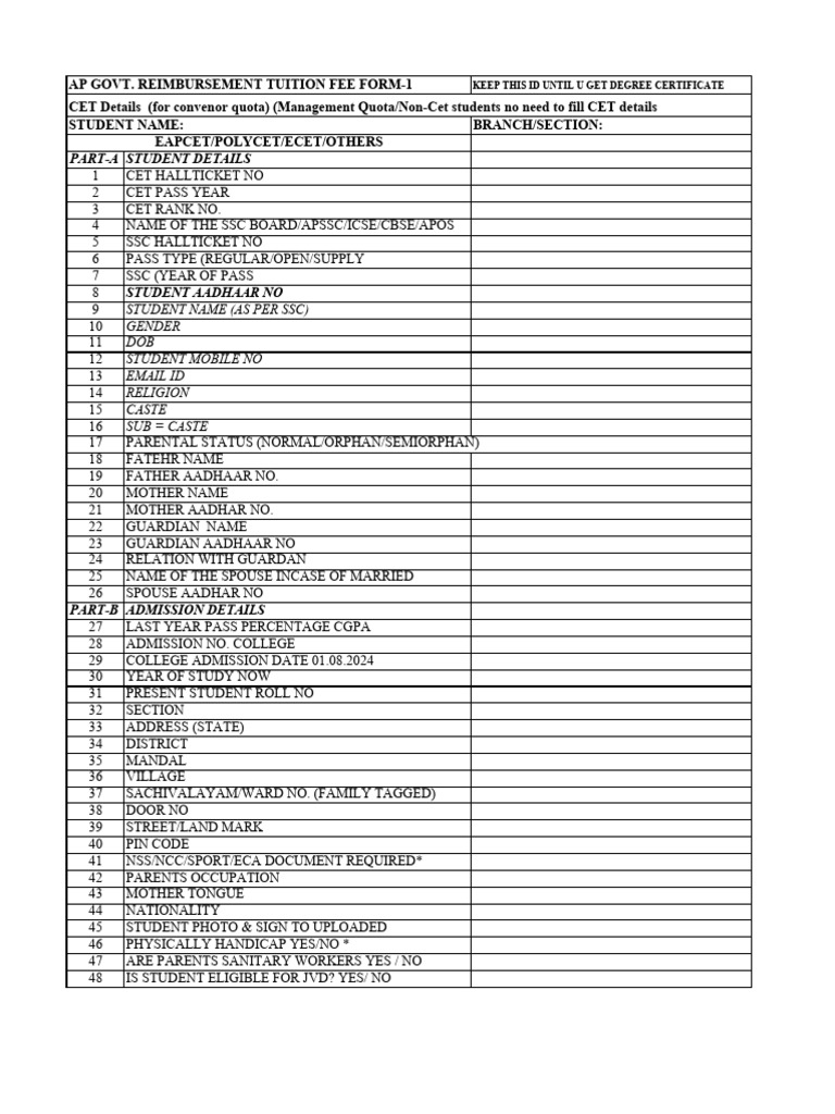 RTF Fee Reimbursement Application Form | PDF