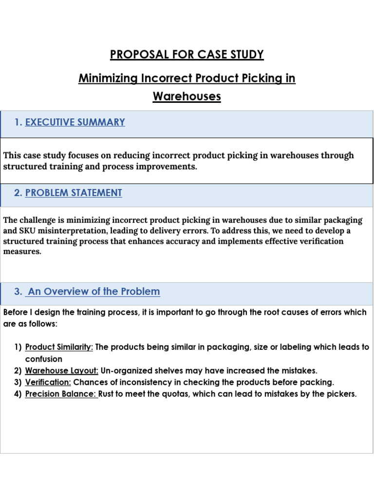 Proposal For Case Study | PDF | Warehouse