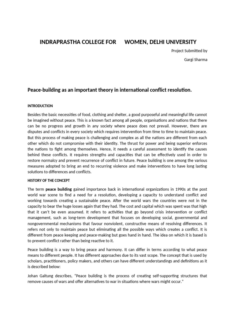 Conflict and Peace Building SEC | PDF | Peacebuilding | Peacekeeping