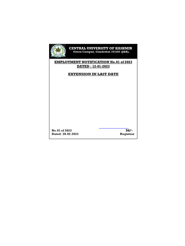 Extended Application Deadline for Jobs | PDF