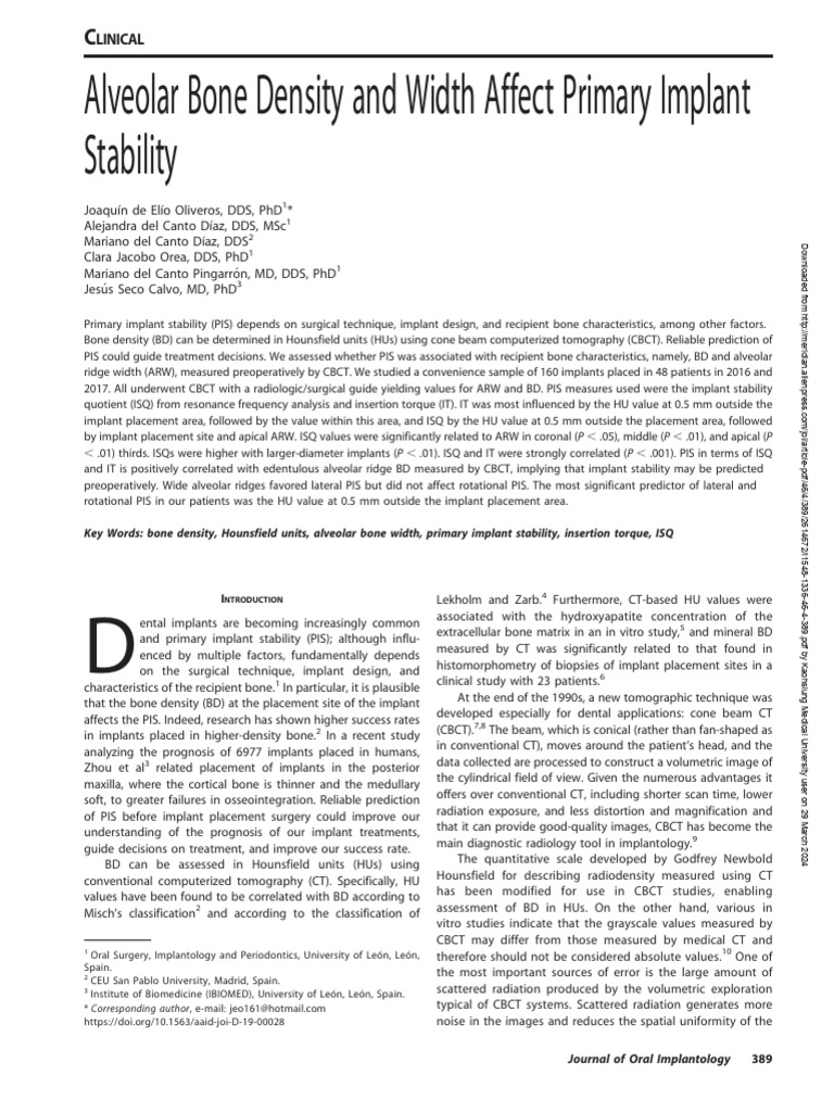 (有圖for研究統計方向) Alveolar Bone Density and Width Affect Primary Implant ...