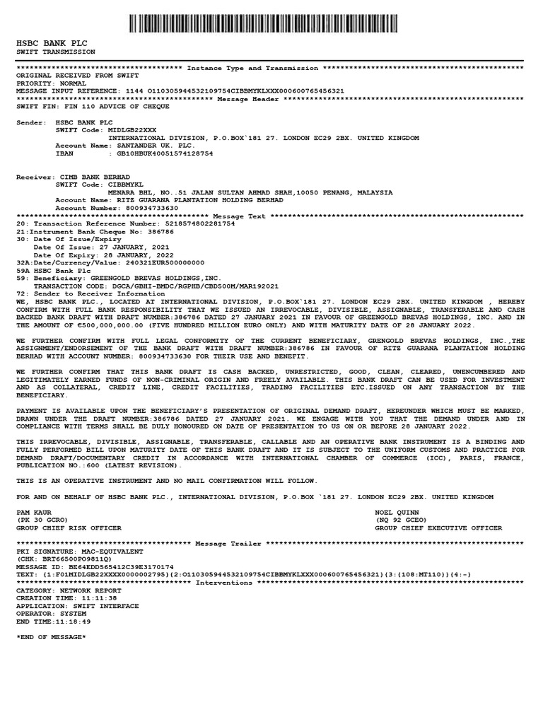 HSBC Bank Draft Confirmation | PDF | Banks | Cheque