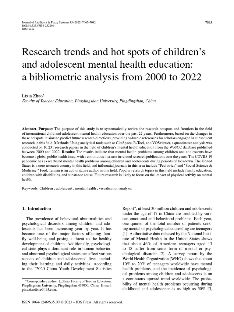 Child & Adolescent Mental Health Trends | PDF | Mental Health | Mental ...