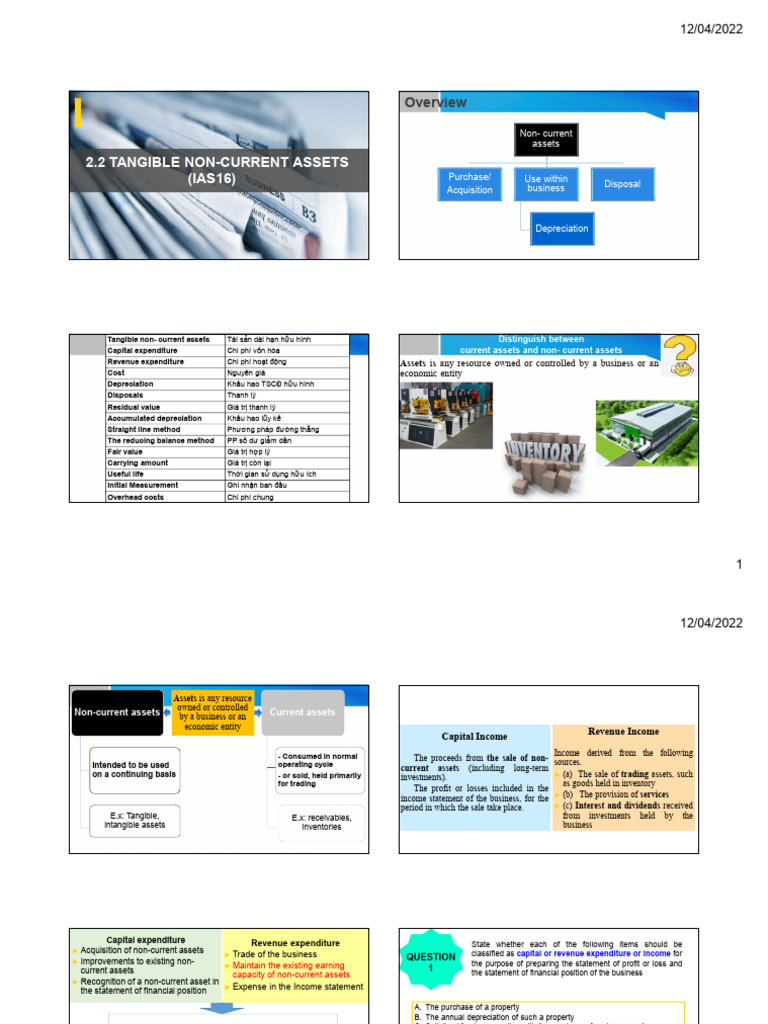 Lesson 4_ Tangible non current assets | PDF | Depreciation | Expense