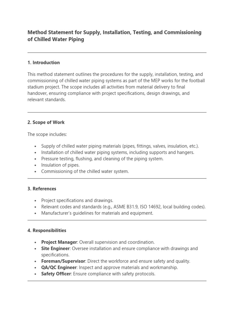 Chilled Water Piping Installation Method | PDF | Pipe (Fluid Conveyance ...