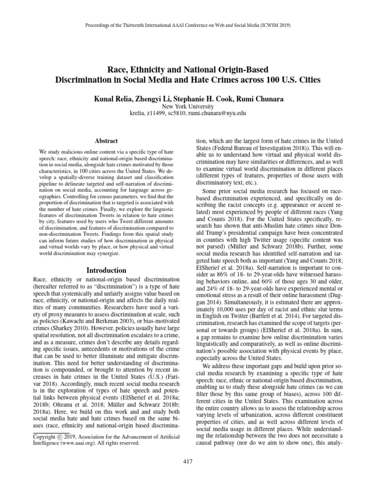 Race, Ethnicity and National Origin-Based | PDF | Hate Crimes ...