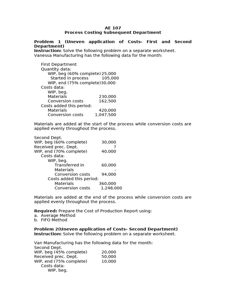 Process Costing Report: Average & FIFO Methods | PDF