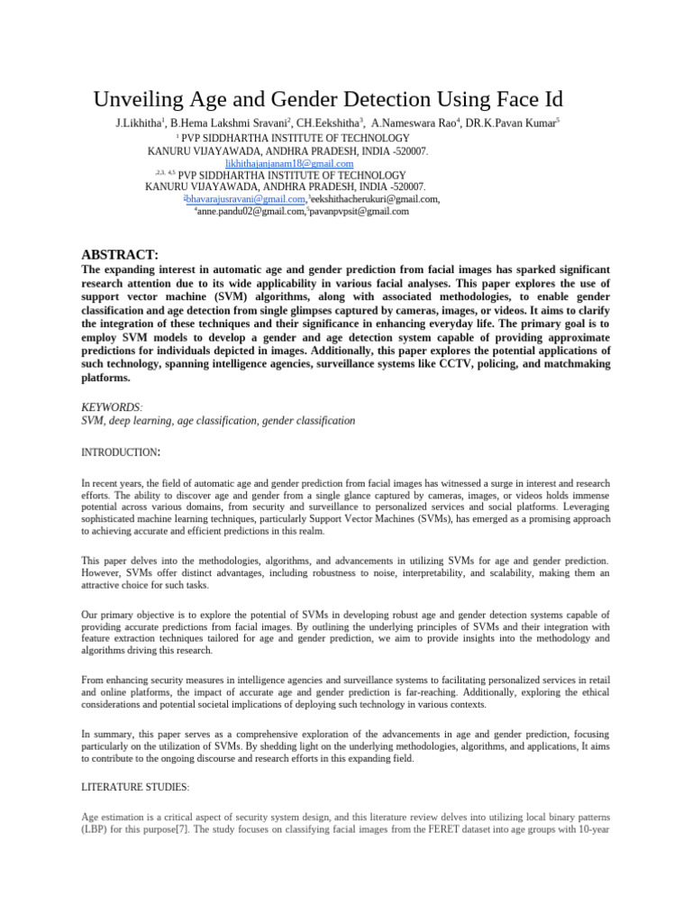 Age and Gender Detection via SVM | PDF | Support Vector Machine | Deep ...