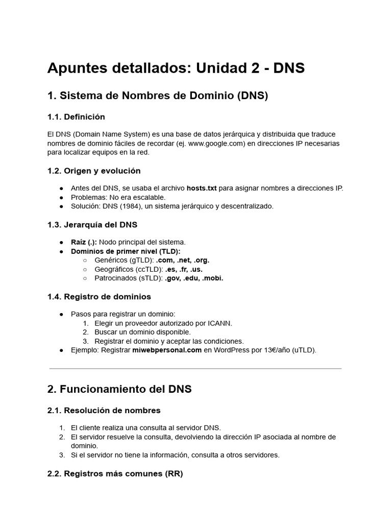 Guía Completa sobre el Sistema DNS | PDF | sistema de nombres de ...